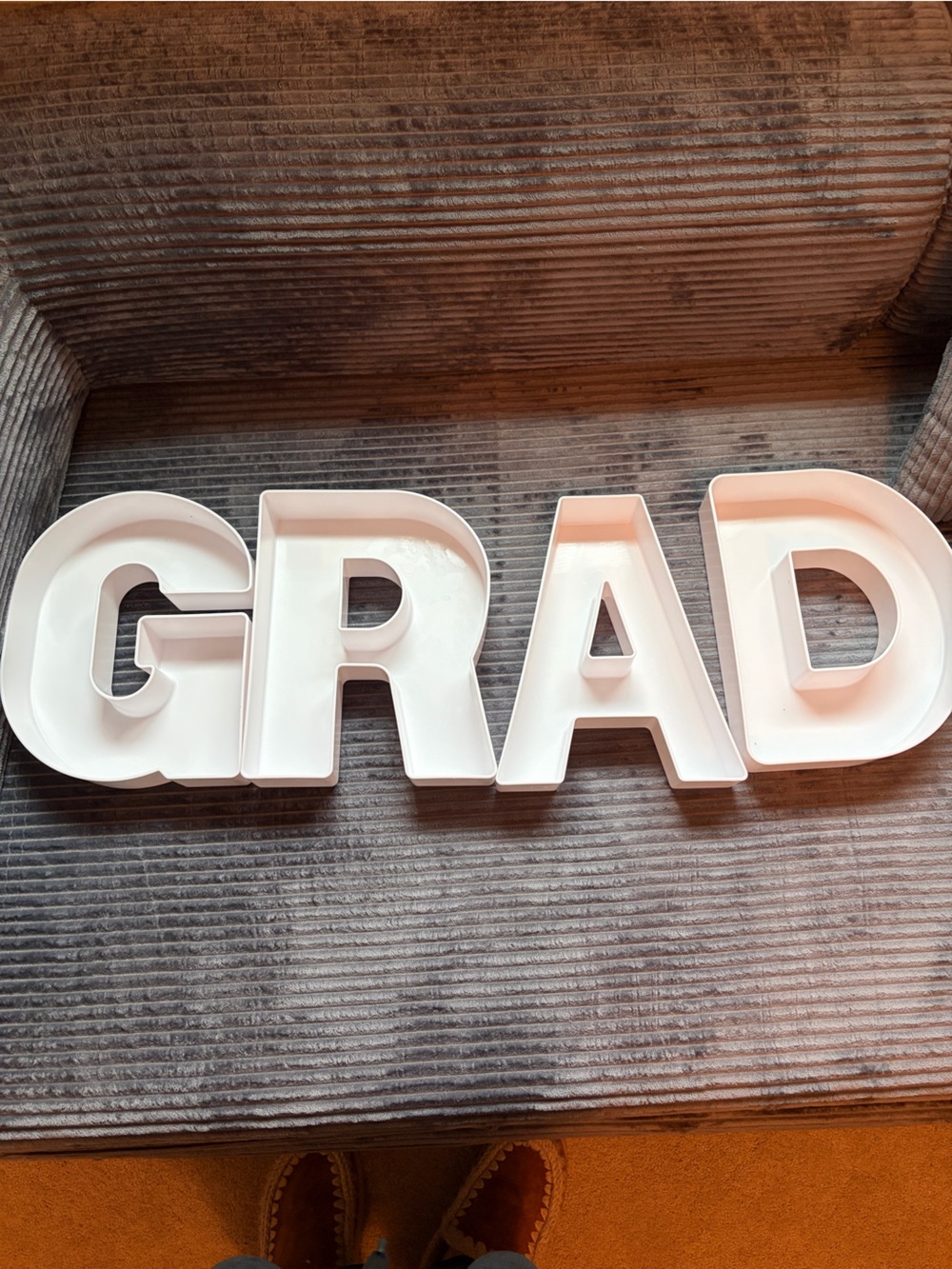 Celebrate It White GRAD Plastic Charcuterie Letter Trays